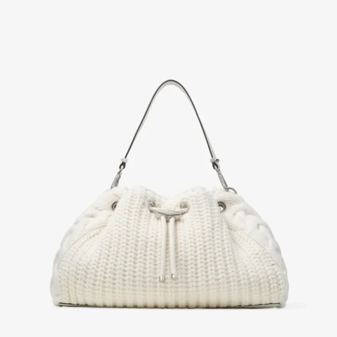 Cinch Medium Latte Knitted Wool Shoulder Bag