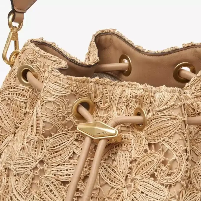 Cinch Medium Natural Flower Woven Raffia Shoulder Bag