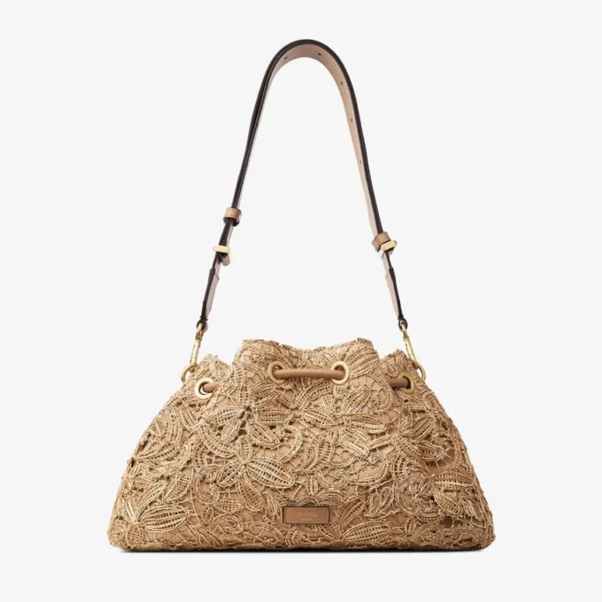 Cinch Medium Natural Flower Woven Raffia Shoulder Bag
