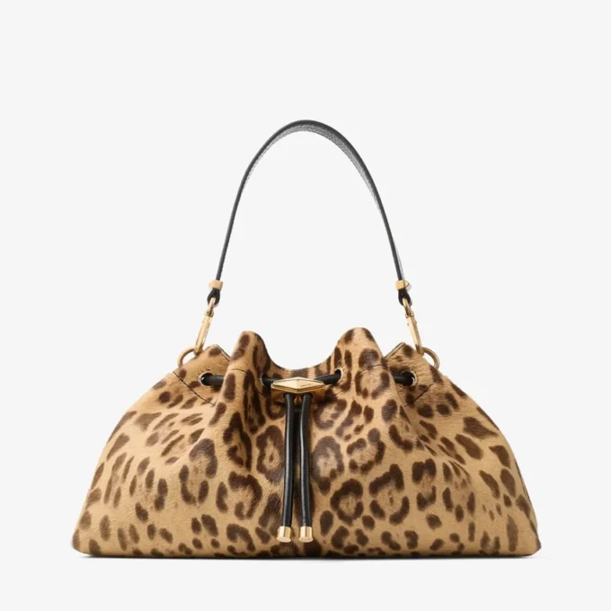 Cinch Medium Natural Leopard Print Pony Shoulder Bag