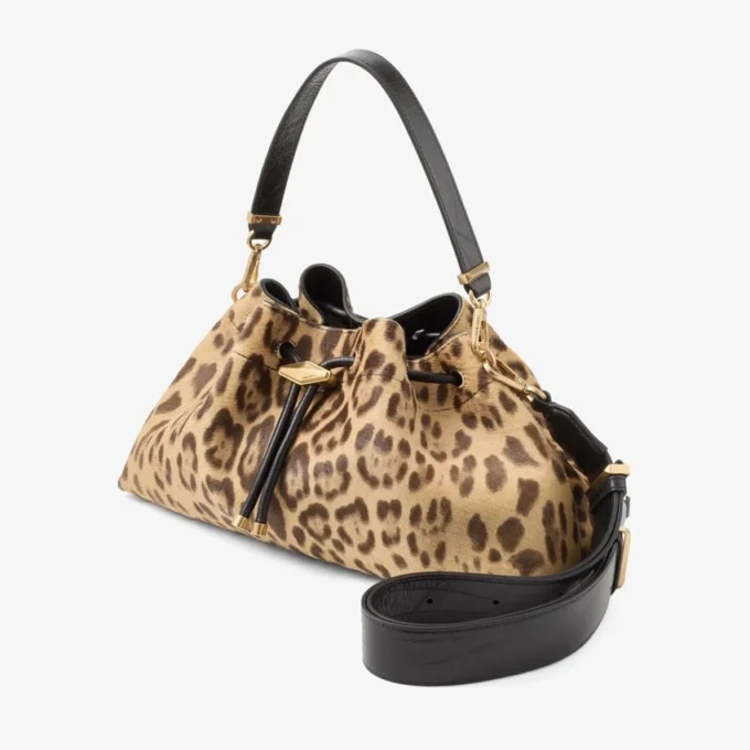 Cinch Medium Natural Leopard Print Pony Shoulder Bag