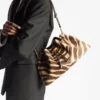 Cinch Medium Natural Zebra Printed Pony Shoulder Bag