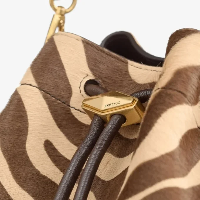 Cinch Medium Natural Zebra Printed Pony Shoulder Bag