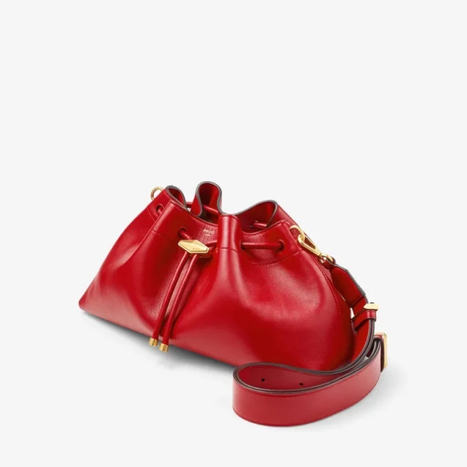 Cinch Medium Ruby Red Leather Shoulder Bag