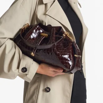 Cinch Medium Sambuco Croc Embossed Leather Shoulder Bag