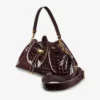 Cinch Medium Sambuco Croc Embossed Leather Shoulder Bag