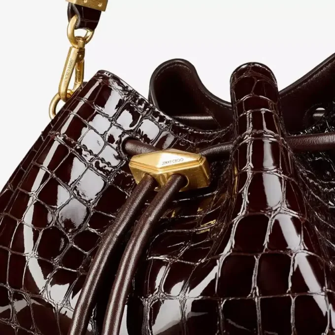Cinch Medium Sambuco Croc Embossed Leather Shoulder Bag