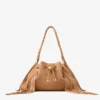 Cinch Medium Toffee Suede Shoulder Bag with Fringes