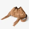 Cinch Medium Toffee Suede Shoulder Bag with Fringes