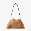 Cinch Medium Toffee Suede Shoulder Bag with Fringes