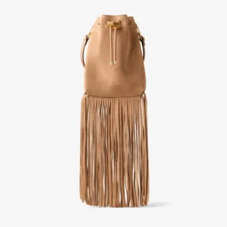 Cinch Mini Toffee Suede Mini Bag with Suede Fringe Tassels