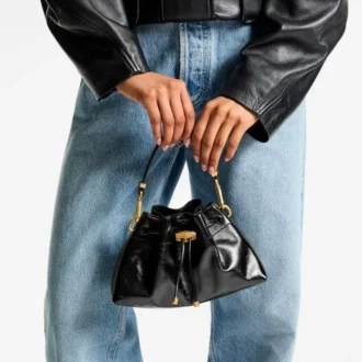 Cinch Small Black Soft Shiny Biker Leather Shoulder Bag