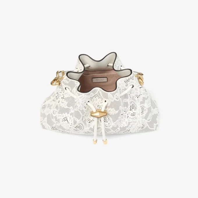Cinch Small Latte Perforated Lace Leather Shoulder Bag