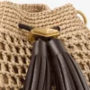 Cinch Small Natural and Chocolate Crochet Raffia Shoulder Bag with Braided Strap