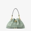 Cinch Small Verde Jimmy Choo Perforated Leather Lace Shoulder Bag