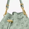 Cinch Small Verde Jimmy Choo Perforated Leather Lace Shoulder Bag