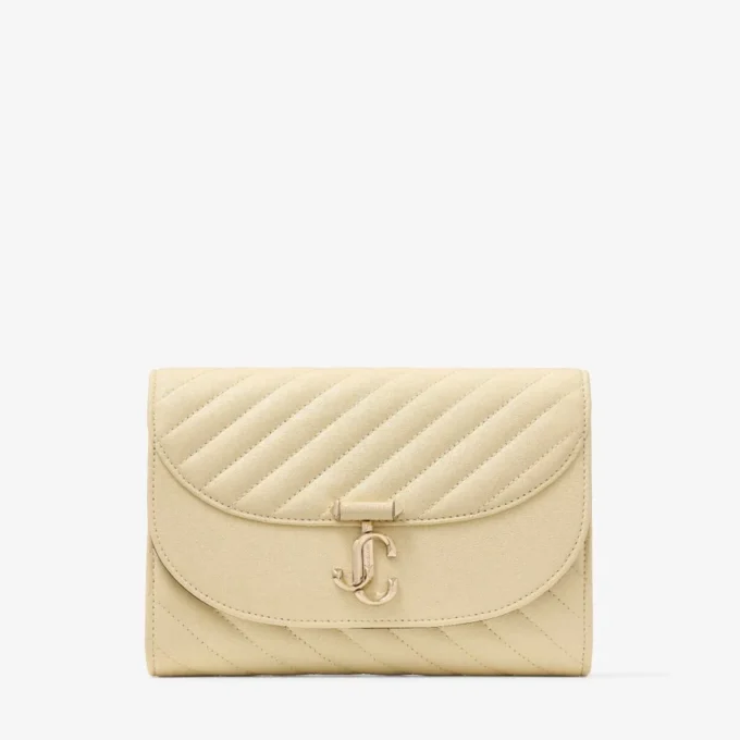 Curve Clutch Buttermilk Quilted Biker Leather Clutch