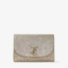 Curve Clutch Gold Shimmer Suede Clutch Bag with Hotfix Crystals