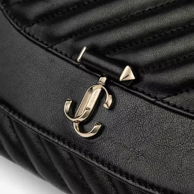 Curve Cross Body Medium Black Quilted Biker Leather Crossbody Bag