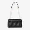 Curve Cross Body Medium Black Quilted Biker Leather Crossbody Bag