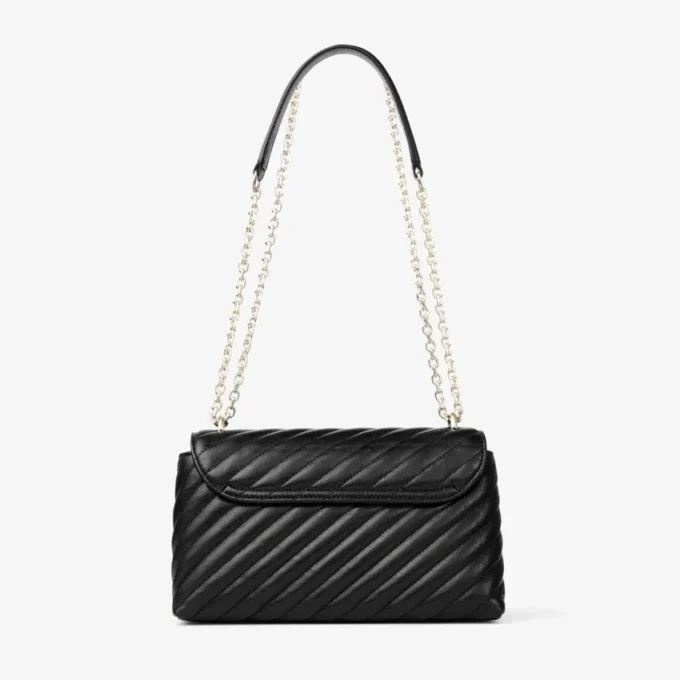 Curve Cross Body Medium Black Quilted Biker Leather Crossbody Bag
