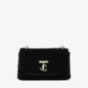 Curve Cross Body Small Black Quilted Velvet Crossbody Bag with Crystal Jc Bar