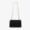 Curve Cross Body Small Black Quilted Velvet Crossbody Bag with Crystal Jc Bar