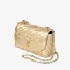 Curve Cross Body Small Gold Quilted Metallic Nappa Leather Crossbody Bag