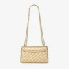 Curve Cross Body Small Gold Quilted Metallic Nappa Leather Crossbody Bag