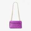 Curve Cross Body Small Violet Orchid Quilted Satin Crossbody with Crystal Jc Bar