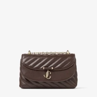 Curve Crossbody Small Chocolate Quilted Biker Leather Crossbody Bag