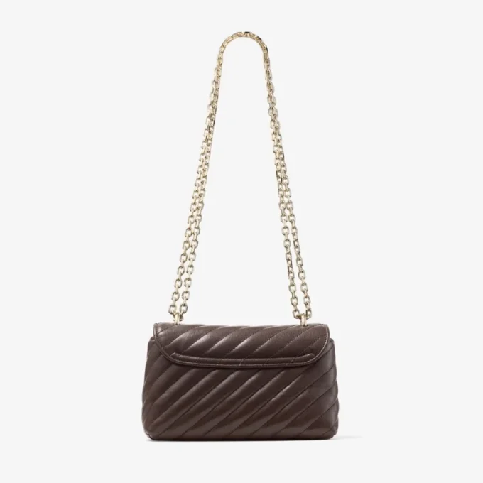 Curve Crossbody Small Chocolate Quilted Biker Leather Crossbody Bag