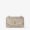 Curve Crossbody Small Gold Shimmer Suede Crossbody Bag with Hotfix Crystals