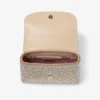 Curve Crossbody Small Gold Shimmer Suede Crossbody Bag with Hotfix Crystals