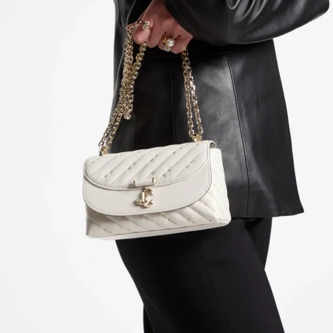 Curve Crossbody Small Latte Quilted Nappa Leather Crossbody Bag