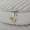 Curve Top Handle Dove Quilted Biker Leather Top Handle Bag with Pearl Detail