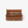 Curve Top Handle Tan Quilted Biker Leather Top Handle Bag with Pearl Detail