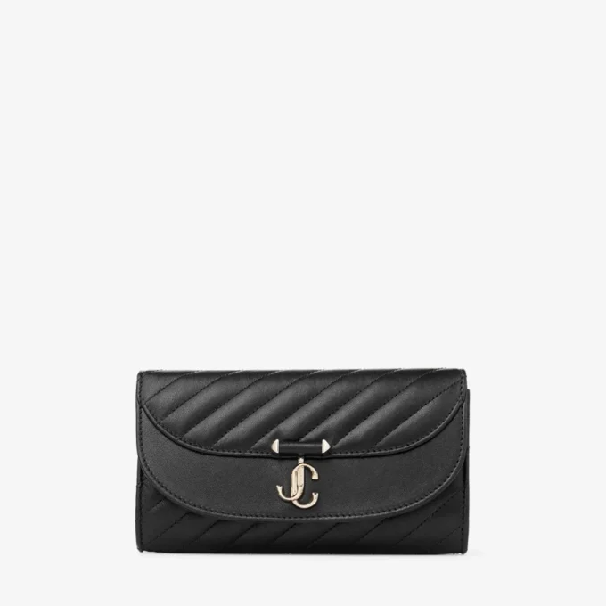 Curve Wallet with Chain Black Quilted Biker Leather Wallet with Chain