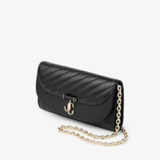Curve Wallet with Chain Black Quilted Biker Leather Wallet with Chain