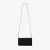Curve Wallet with Chain Black Quilted Velvet Mini Bag with Crystal Jc Bar