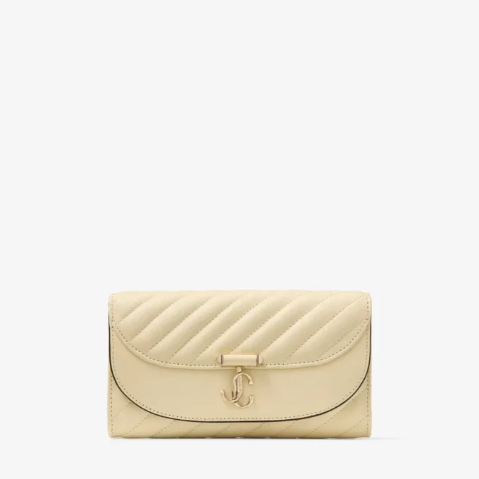 Curve Wallet with Chain Buttermilk Quilted Biker Leather Wallet with Chain