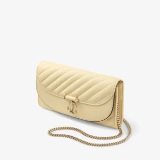 Curve Wallet with Chain Buttermilk Quilted Biker Leather Wallet with Chain