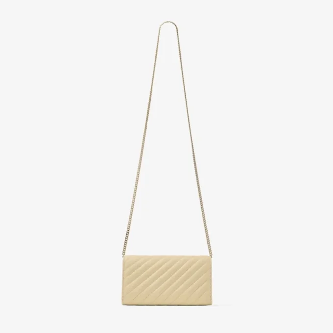 Curve Wallet with Chain Buttermilk Quilted Biker Leather Wallet with Chain