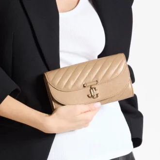 Curve Wallet with Chain Chai Quilted Biker Leather Wallet with Chain