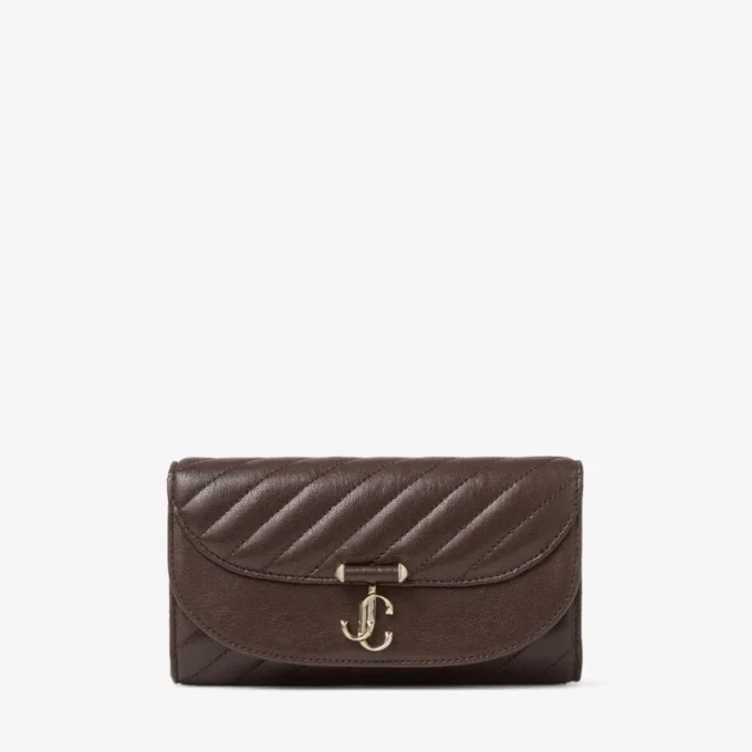 Curve Wallet with Chain Chocolate Quilted Biker Leather Wallet Chain
