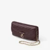 Curve Wallet with Chain Deep Merlot Quilted Biker Leather Wallet Chain