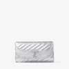 Curve Wallet with Chain Silver Quilted Metallic Nappa Leather Wallet with Chain