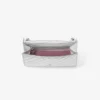 Curve Wallet with Chain Silver Quilted Metallic Nappa Leather Wallet with Chain