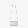Curve Wallet with Chain Silver Quilted Metallic Nappa Leather Wallet with Chain