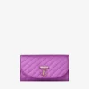 Curve Wallet with Chain Violet Orchid Quilted Satin Wallet Chain with Crystal Jc Bar
